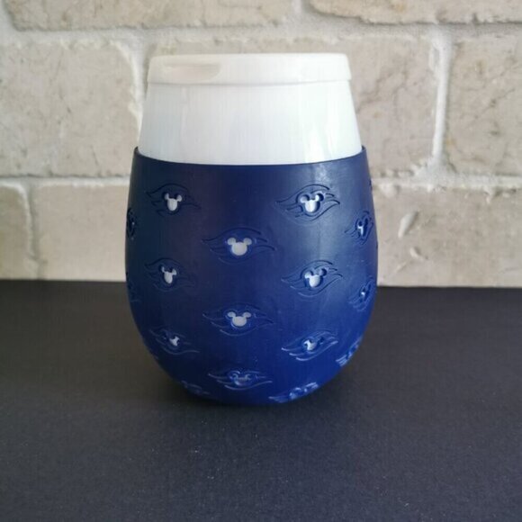 Disney Cruise Line Stemless Wine Glass Silicon Sleeve Drink Through Lid - Picture 4 of 8